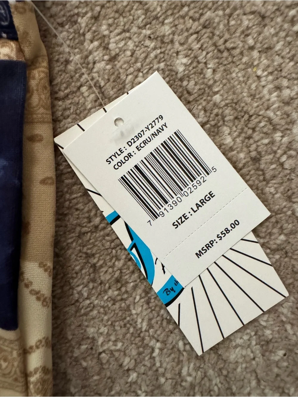 Men's Patchwork Bandana Navy & Tan Shorts Size Large